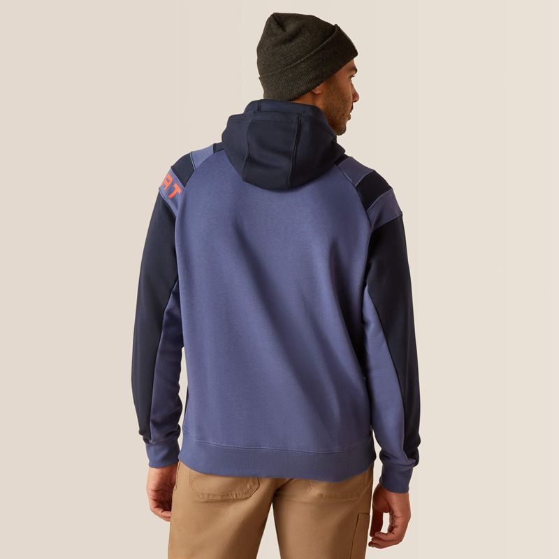 Ariat Rebar Workman Colorblock Logo Hoodie Indigo Homme | WWE-39295268