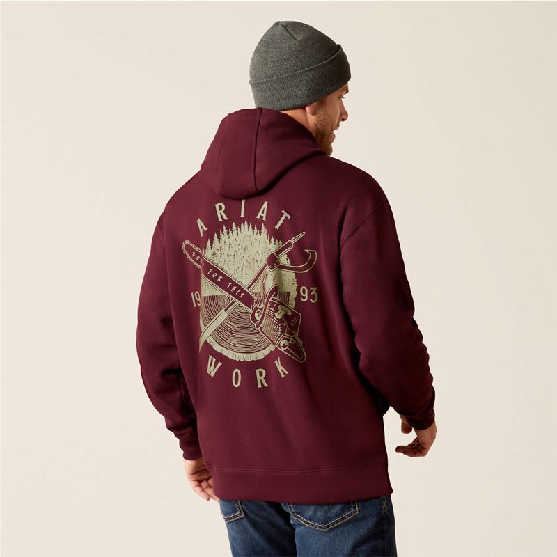 Ariat Rebar Workman Chainsaw Hoodie Malbec Homme | PLI-70058993