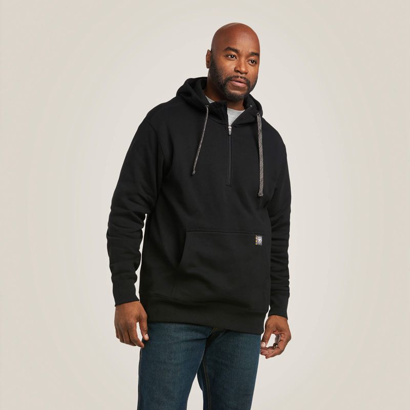 Ariat Rebar Workman 1/4 Zip Hoodie Noir Homme | KSN-15507673