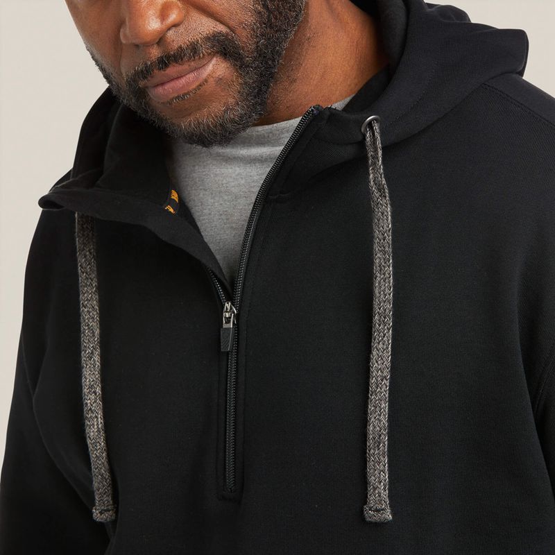 Ariat Rebar Workman 1/4 Zip Hoodie Noir Homme | KSN-15507673