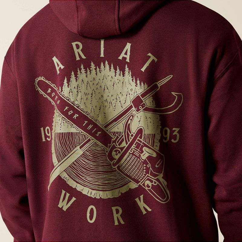 Ariat Rebar Workman Chainsaw Hoodie Malbec Homme | PLI-70058993