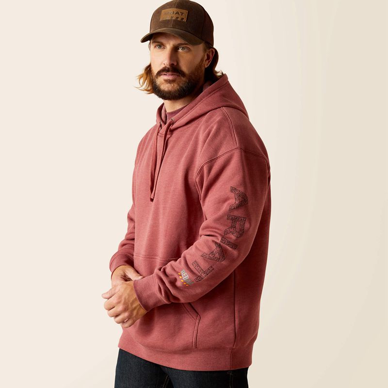 Ariat Rebar Roughneck Pullover Hoodie Roan Rouge Heather Homme | ZUK-32337297