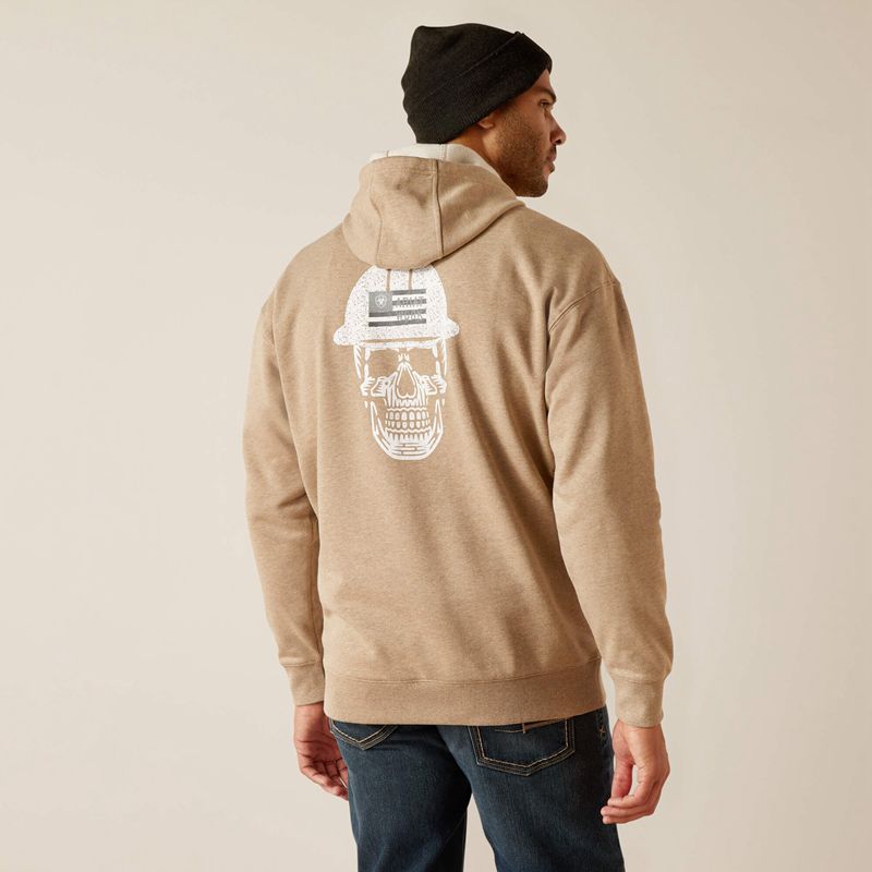 Ariat Rebar Roughneck Pullover Hoodie Oatmeal Heather Homme | JRG-96605776