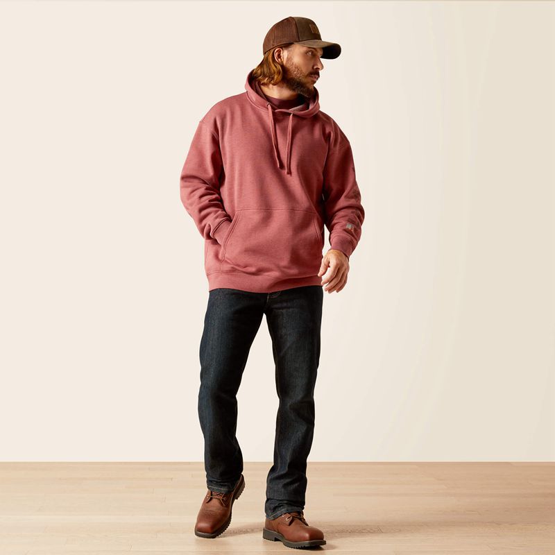 Ariat Rebar Roughneck Pullover Hoodie Roan Rouge Heather Homme | ZUK-32337297