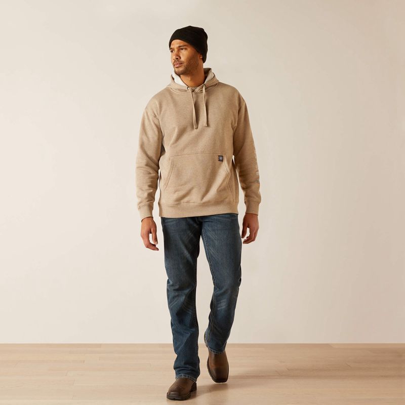 Ariat Rebar Roughneck Pullover Hoodie Oatmeal Heather Homme | JRG-96605776