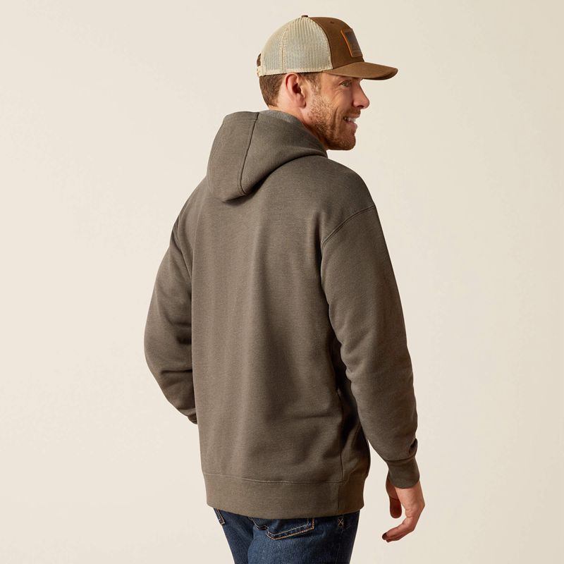 Ariat Rebar Graphic Hoodie Beluga Heather/Black Homme | YDM-77811395