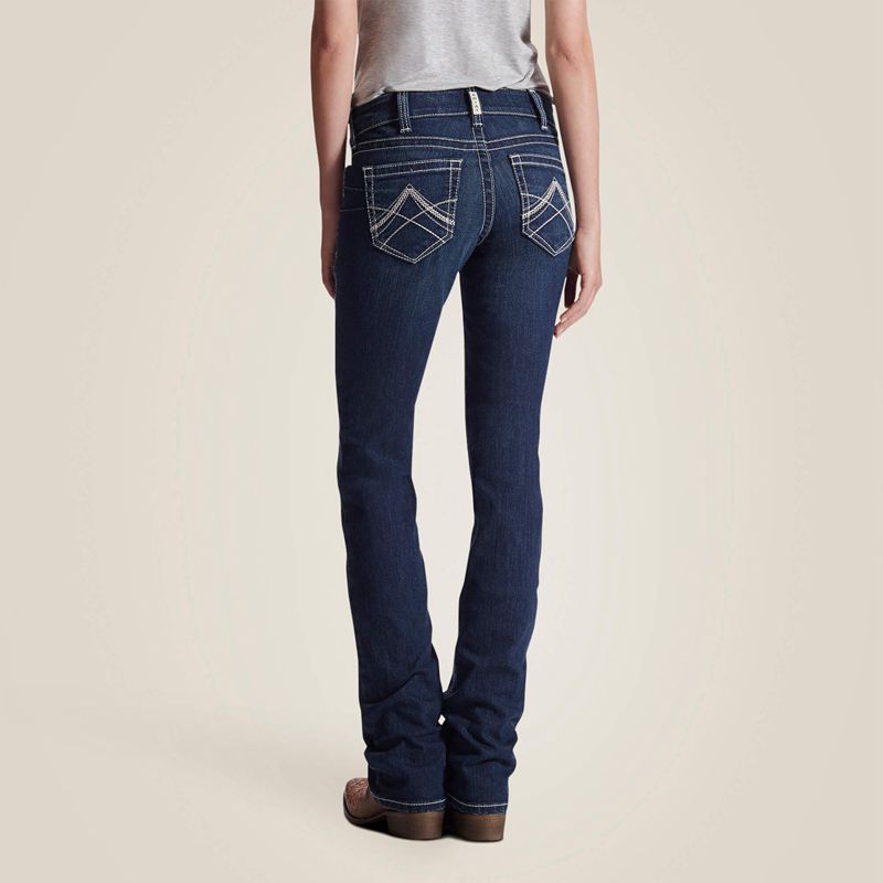 Ariat R.E.A.L. Mid Rise Stretch Icon Stackable Straight Leg Jean Ocean Femme | UVX-45015585