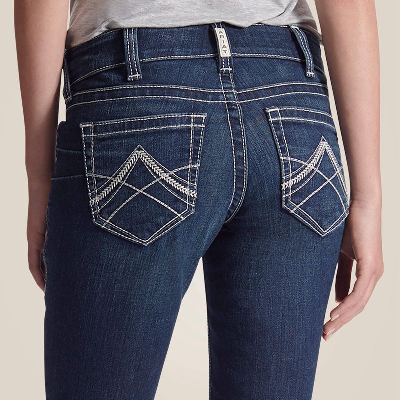 Ariat R.E.A.L. Mid Rise Stretch Icon Stackable Straight Leg Jean Ocean Femme | UVX-45015585