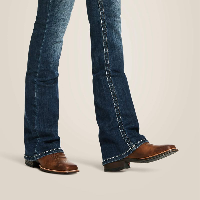 Ariat R.E.A.L. Mid Rise Stretch Entwined Festival Boot Cut Jean Bleu Femme | QXH-52520107