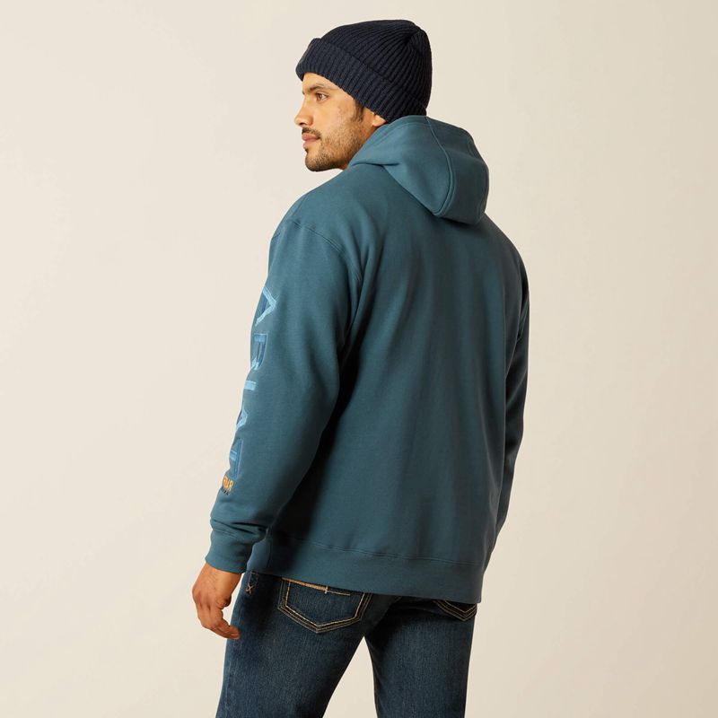 Ariat Rebar Graphic Hoodie Stargazer/Larkspur Homme | OYR-97432985