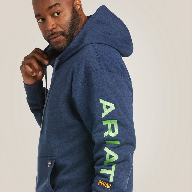 Ariat Rebar Graphic Hoodie Bleu Marine Homme | JFM-19947267