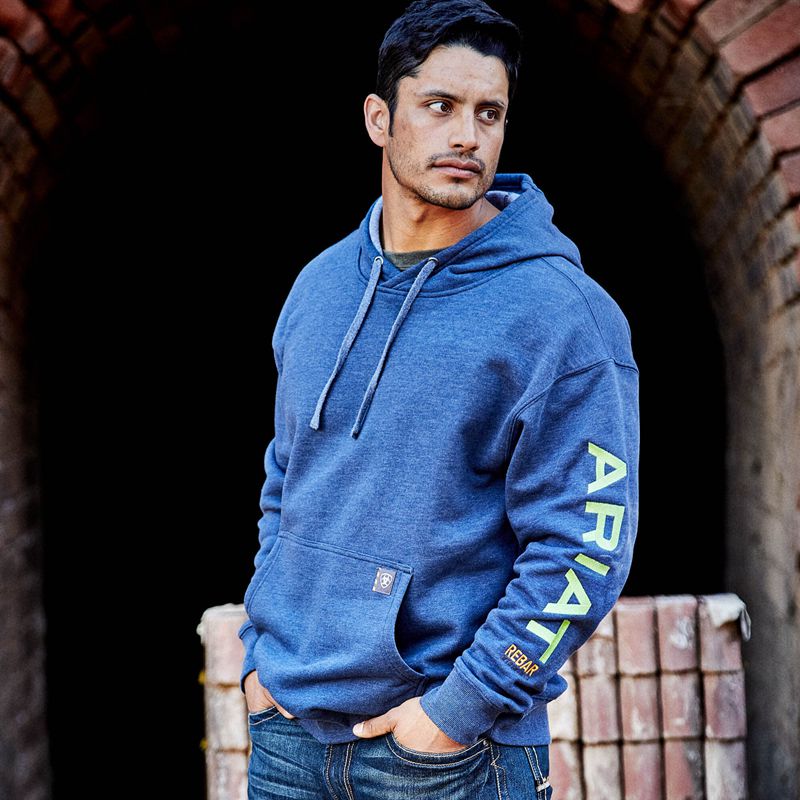 Ariat Rebar Graphic Hoodie Bleu Marine Homme | JFM-19947267