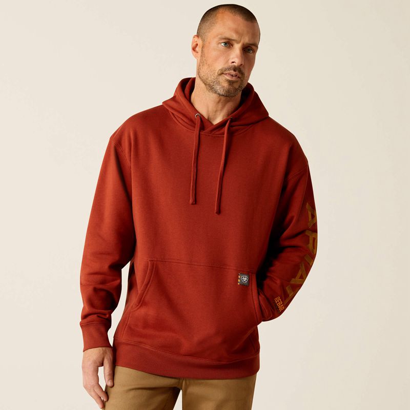 Ariat Rebar Graphic Hoodie Burnt Henna/Cumin Homme | EPU-89445498