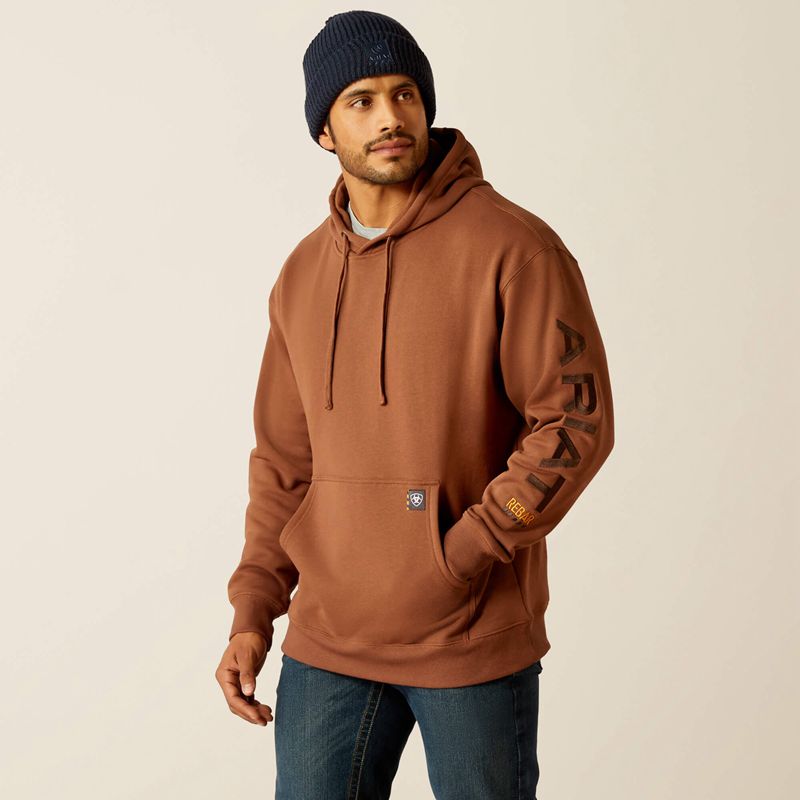 Ariat Rebar Graphic Hoodie Aztec/Coffee Bean Homme | DVY-08238939