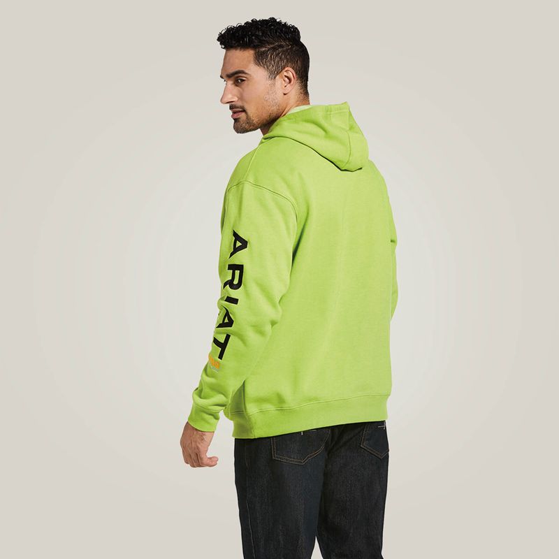 Ariat Rebar Graphic Hoodie Lime Heather/Black Homme | QNY-38969315