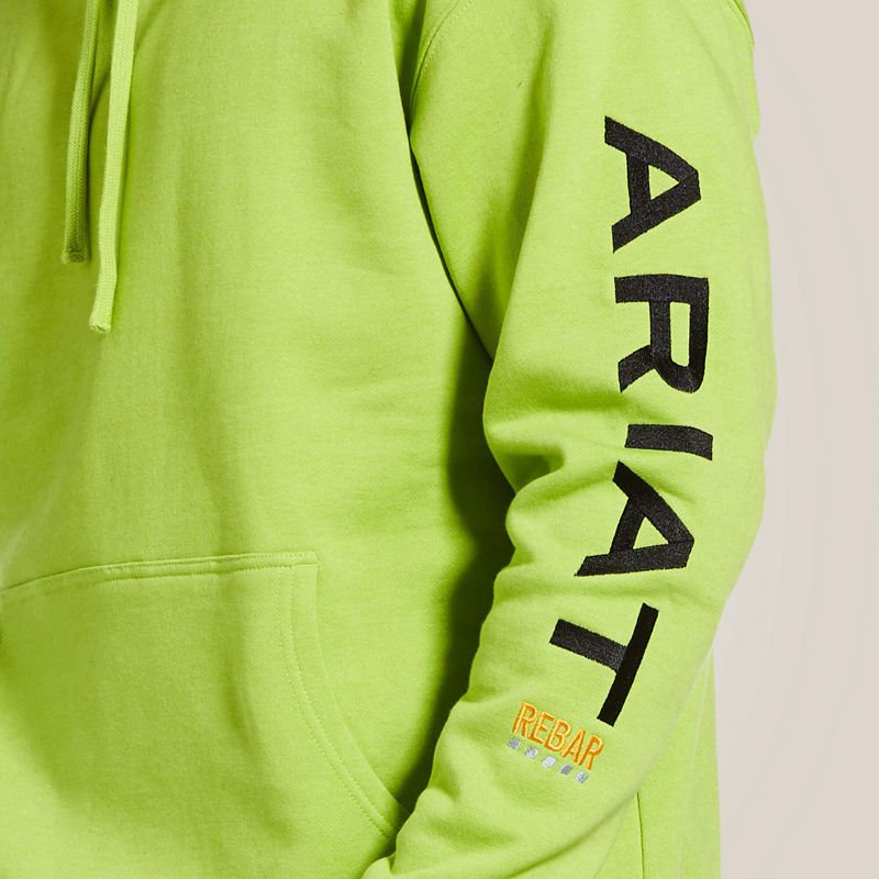 Ariat Rebar Graphic Hoodie Lime Heather/Black Homme | QNY-38969315