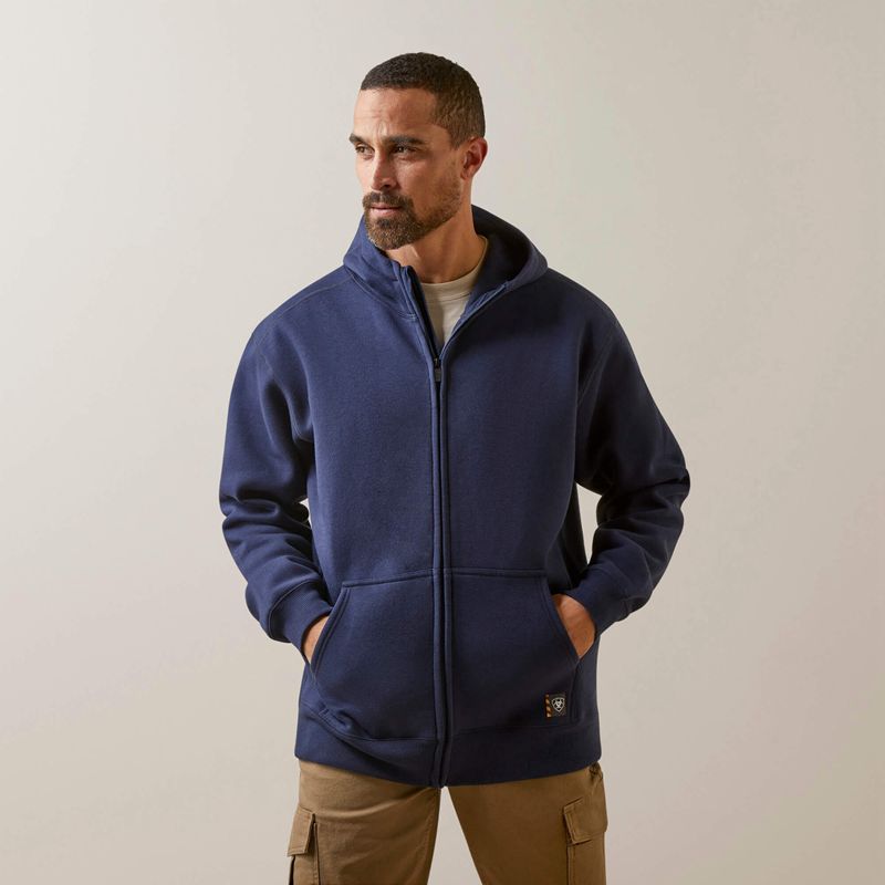 Ariat Rebar Born For This Full Zip Hoodie Bleu Marine Homme | DTZ-03980377