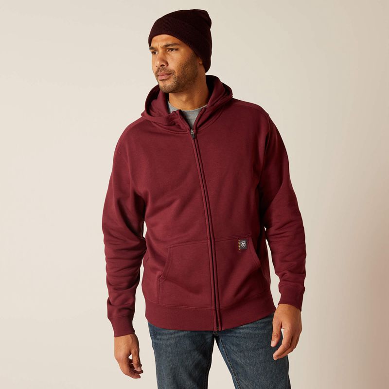 Ariat Rebar Born For This Full Zip Hoodie Bordeaux Homme | RVC-16072963