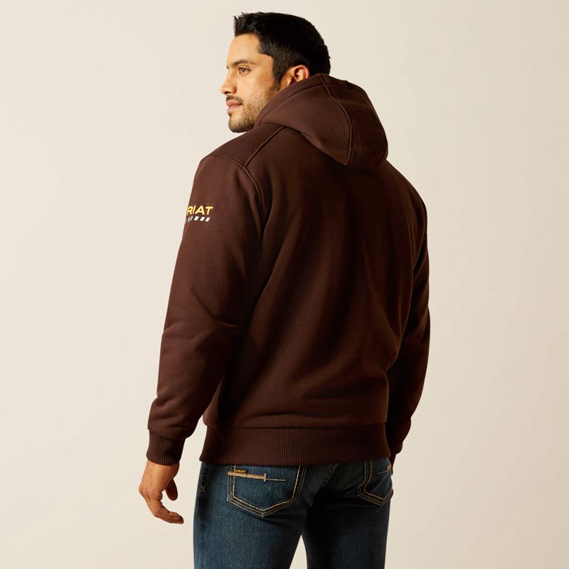 Ariat Rebar All-Weather Sherpa-Lined Full Zip Hoodie Cafe Homme | TGT-59932619