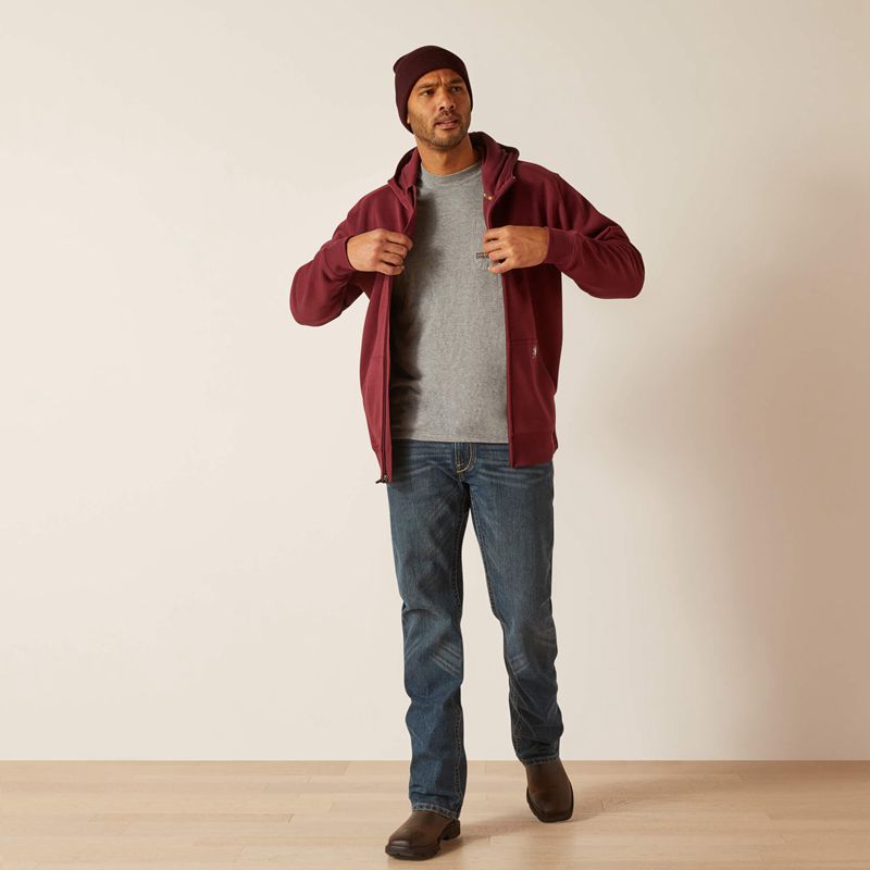 Ariat Rebar Born For This Full Zip Hoodie Bordeaux Homme | RVC-16072963