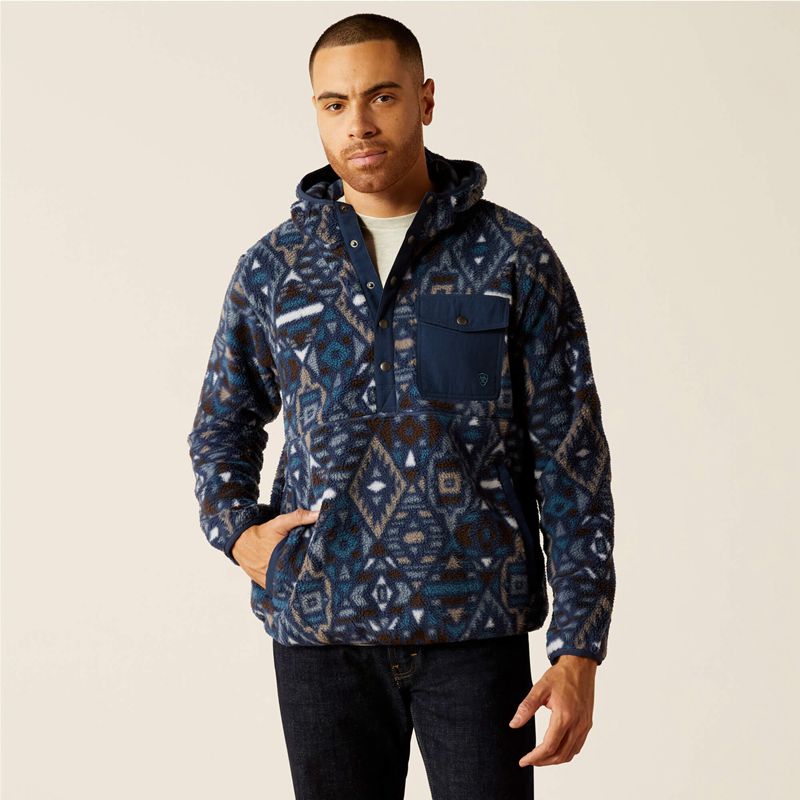 Ariat Polar Bear Fleece Hoodie Bleu Marine Homme | PAZ-48688174