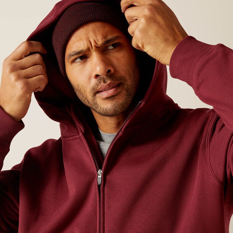 Ariat Rebar Born For This Full Zip Hoodie Bordeaux Homme | RVC-16072963