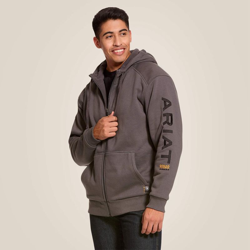 Ariat Rebar All-Weather Full Zip Hoodie Grise Homme | FSL-02125605