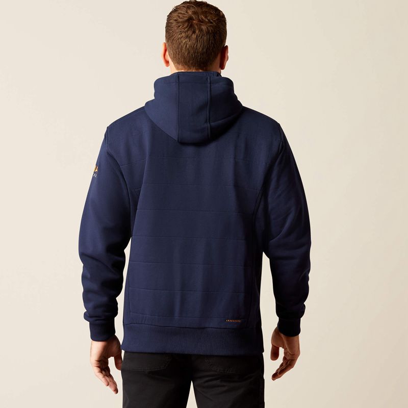 Ariat Rebar All-Weather Insulated Full Zip Hoodie Bleu Marine Homme | PZQ-72035789