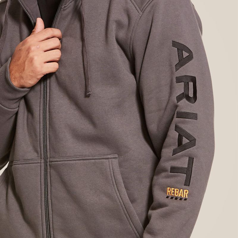 Ariat Rebar All-Weather Full Zip Hoodie Grise Homme | FSL-02125605