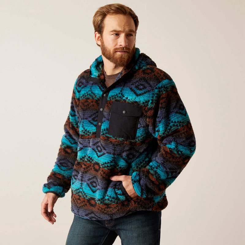 Ariat Polar Bear Fleece Hoodie Bleu Homme | JRE-92099240