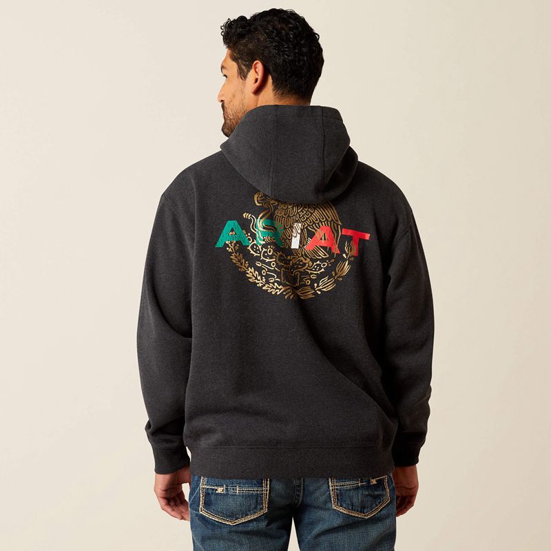 Ariat Mexico Flag Lockup Hoodie Noir Homme | CEW-81082768