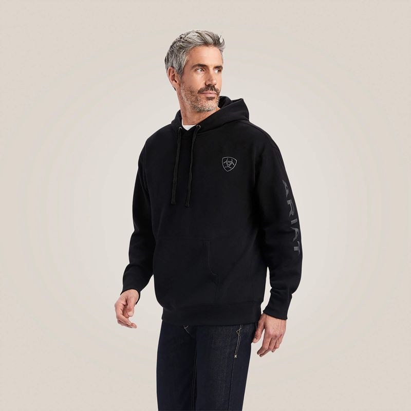 Ariat Logo Hoodie Noir Homme | LCB-95768513