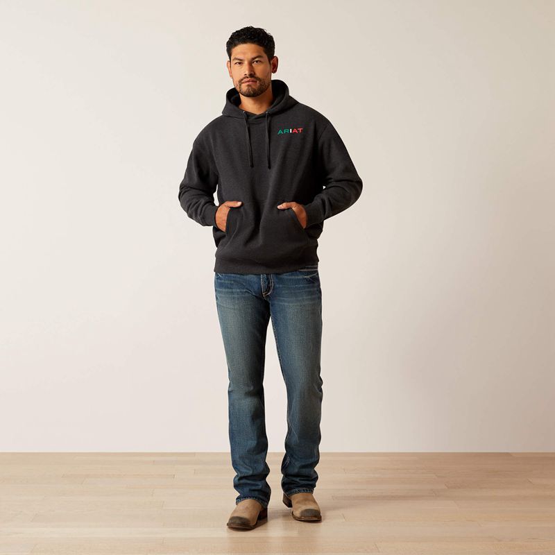 Ariat Mexico Flag Lockup Hoodie Noir Homme | CEW-81082768