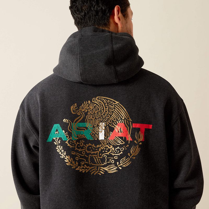 Ariat Mexico Flag Lockup Hoodie Noir Homme | CEW-81082768