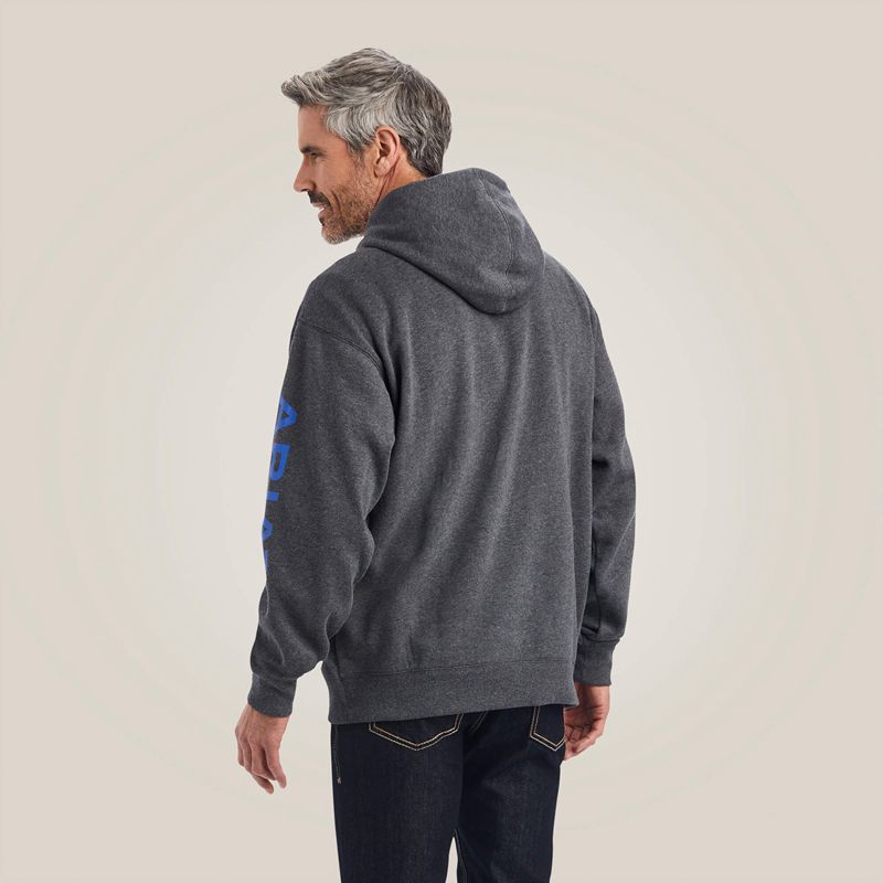 Ariat Logo Hoodie Charcoal Heather Homme | REE-73021740