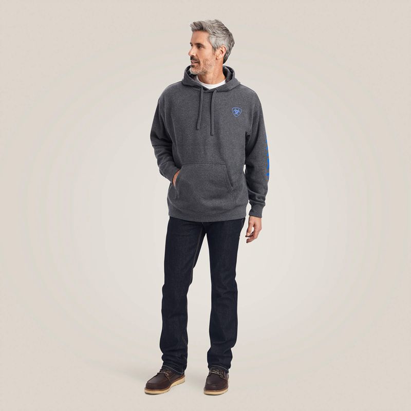 Ariat Logo Hoodie Charcoal Heather Homme | REE-73021740