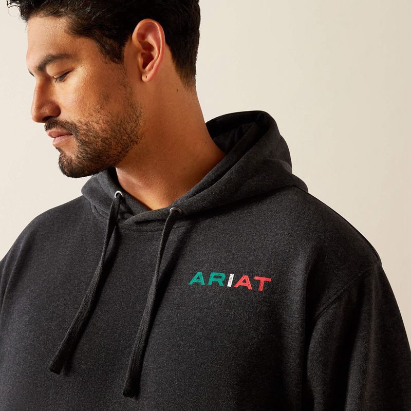 Ariat Mexico Flag Lockup Hoodie Noir Homme | CEW-81082768