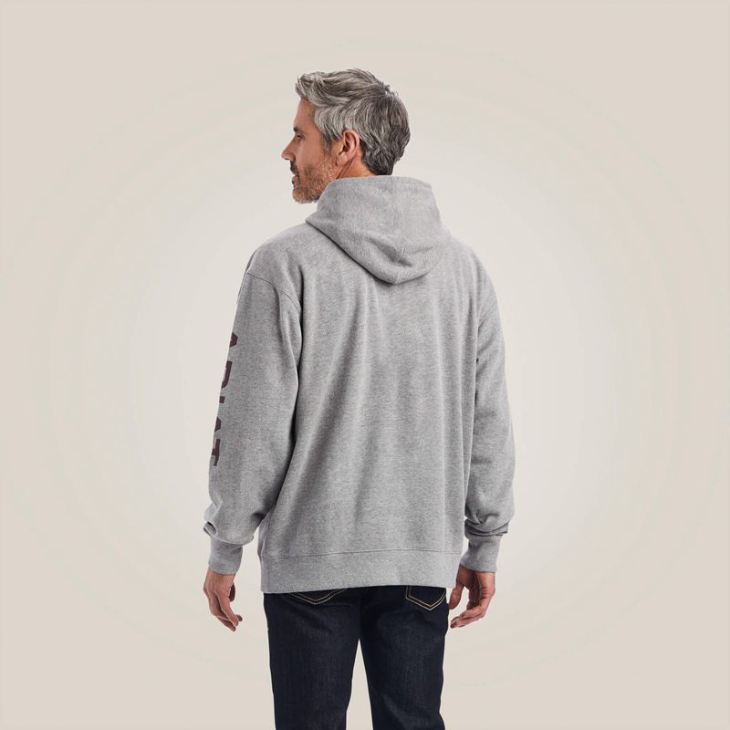 Ariat Logo Hoodie Grise Homme | DXF-04976974