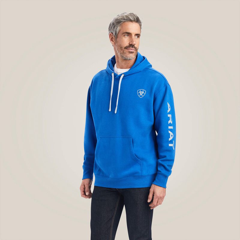 Ariat Logo Hoodie Cobalt Homme | XGH-86482771