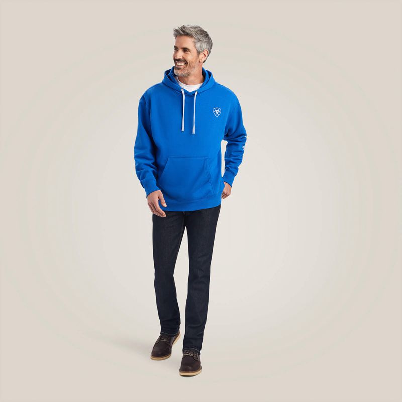 Ariat Logo Hoodie Cobalt Homme | XGH-86482771