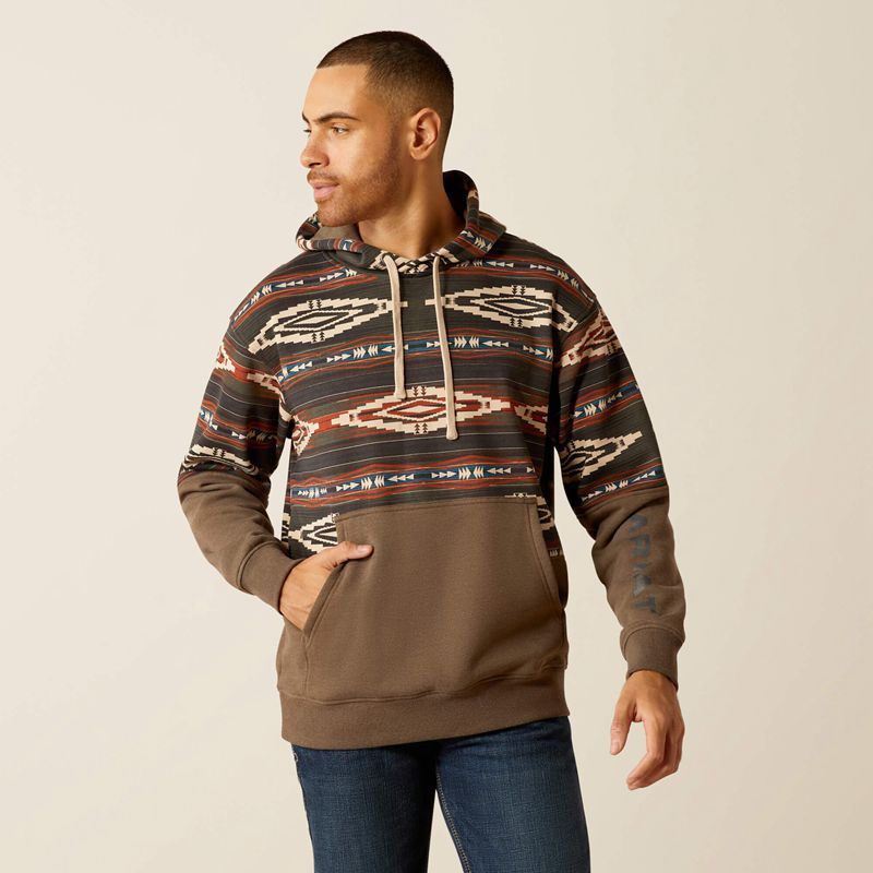 Ariat Color Block Hoodie Brindle Homme | TYA-72324594