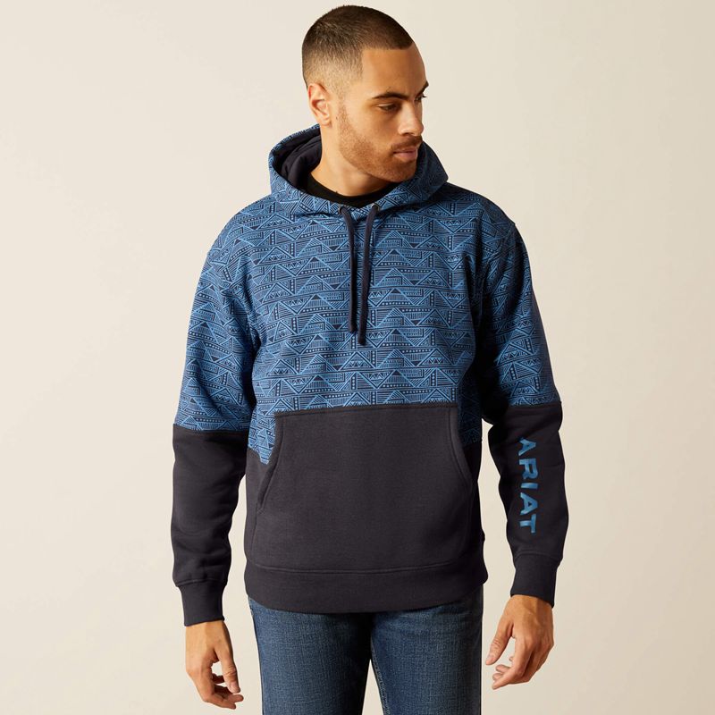 Ariat Color Block Hoodie Bleu Homme | BVT-79462465