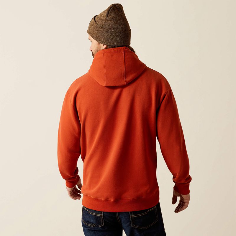 Ariat Forest Badge Hoodie Orange Foncé Homme | EAD-68443573