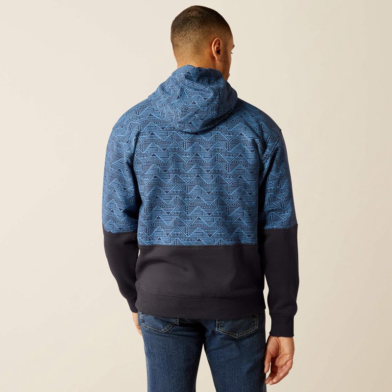 Ariat Color Block Hoodie Bleu Homme | BVT-79462465