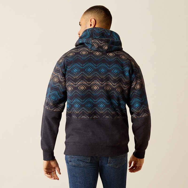 Ariat Color Block Hoodie Bleu Marine Homme | FFT-14568264