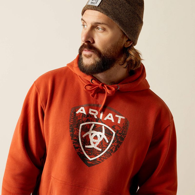 Ariat Forest Badge Hoodie Orange Foncé Homme | EAD-68443573