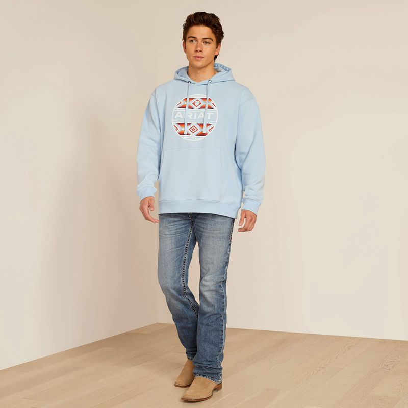 Ariat Canyon Southwest Circle Hoodie Soft Chambray Homme | UAX-77095638