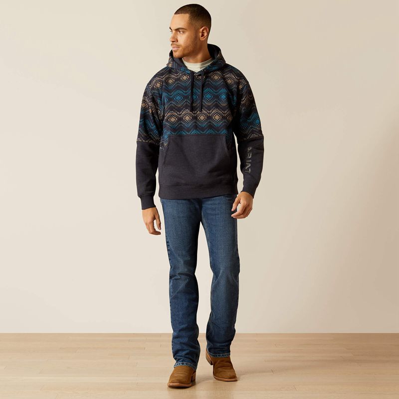 Ariat Color Block Hoodie Bleu Marine Homme | FFT-14568264