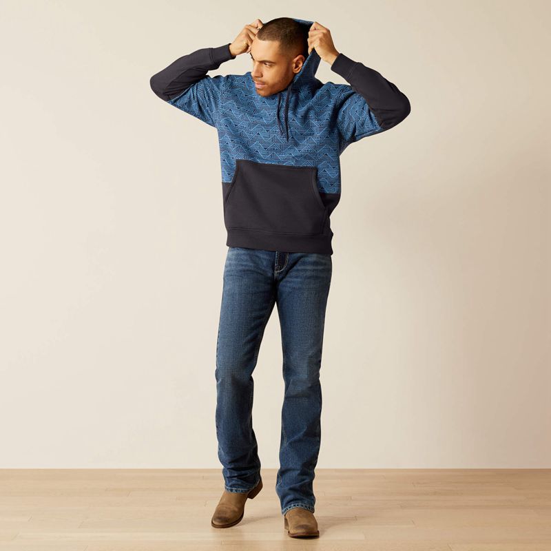 Ariat Color Block Hoodie Bleu Homme | BVT-79462465