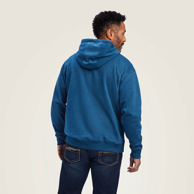 Ariat Logo Hoodie Poseidon Heather Homme | SIN-70136572